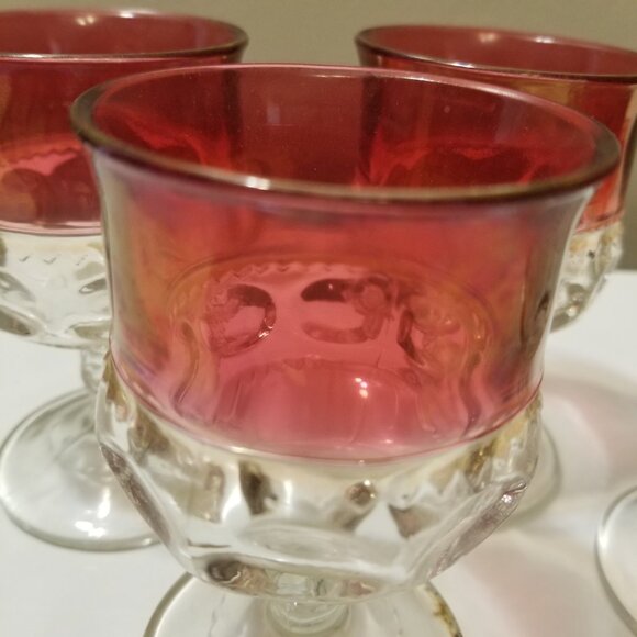Indiana Glass Kings Crown Ruby Red/Cranberry Thumbprint Glass, Medium, Set of 4 - Picture 2 of 8